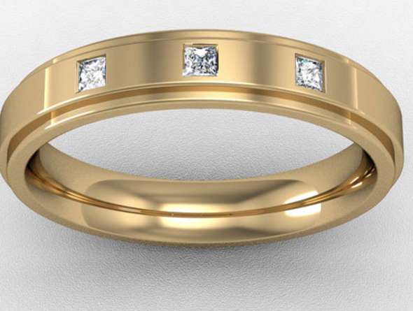 4MM PREMIUM FLAT COURT DIAMOND SET WEDDING RING