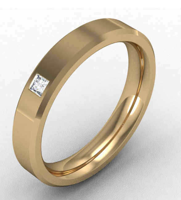 4MM PREMIUM FLAT COURT DIAMOND SET BEVELLED EDGE WEDDING RING
