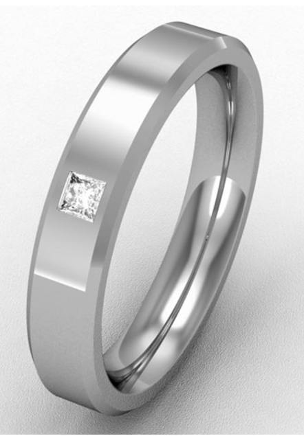 4MM PREMIUM FLAT COURT DIAMOND SET BEVELLED EDGE WEDDING RING