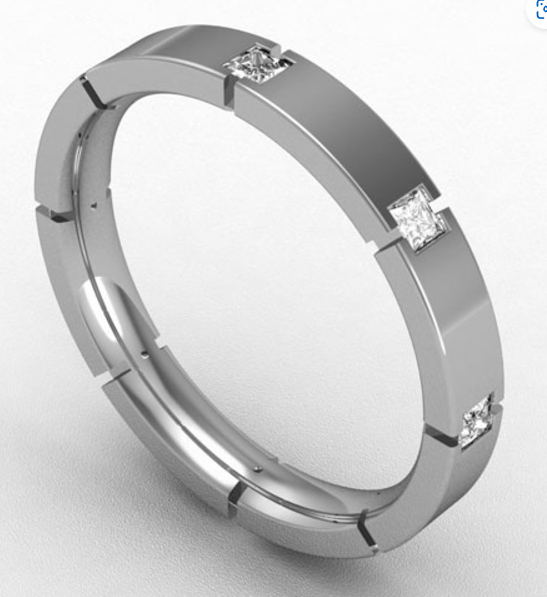 3MM PREMIUM FLAT COURT DIAMOND SET WEDDING RING