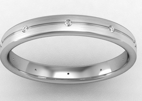 3MM PLATINUM BOMBE COURT DIAMOND SET WEDDING RING