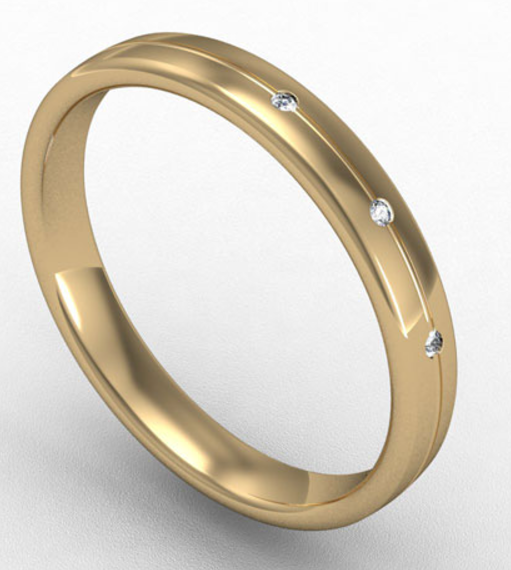 3MM PLATINUM BOMBE COURT DIAMOND SET WEDDING RING