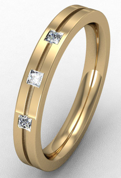 3MM PREMIUM FLAT COURT DIAMOND SET WEDDING RING