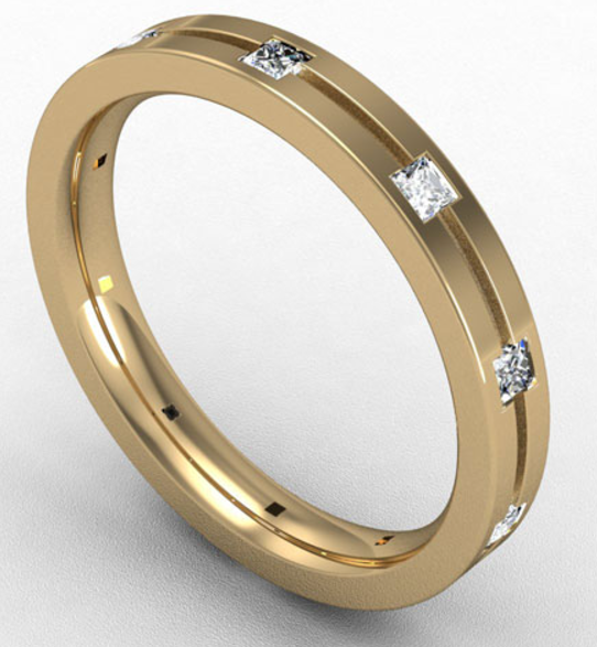 3MM PREMIUM FLAT COURT DIAMOND SET WEDDING RING