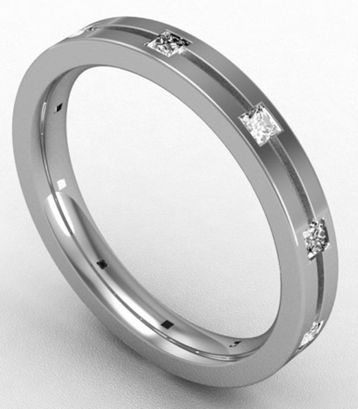 3MM PREMIUM FLAT COURT DIAMOND SET WEDDING RING