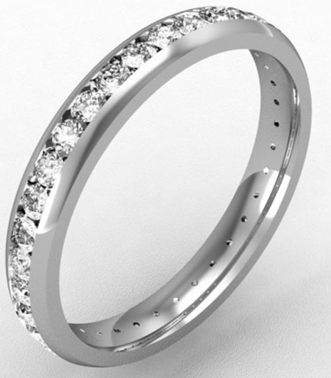 3MM FULL CHANNEL SET DIAMOND WEDDING ETERNITY RING
