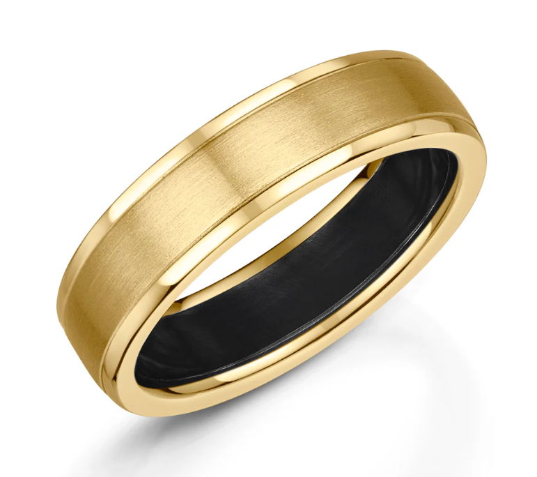 Men’s Zirconium Wedding Band | 6mm Twin V groove Wedding Ring