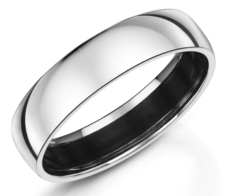 Men’s Zirconium Wedding Band | Polished Slight Court Wedding Ring