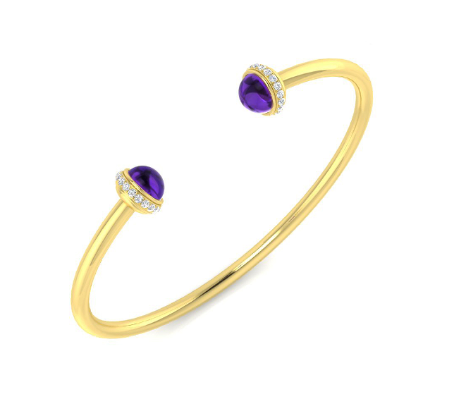 GOLD SOLID TORQUE AMETHYST BANGLE- HARROGATE
