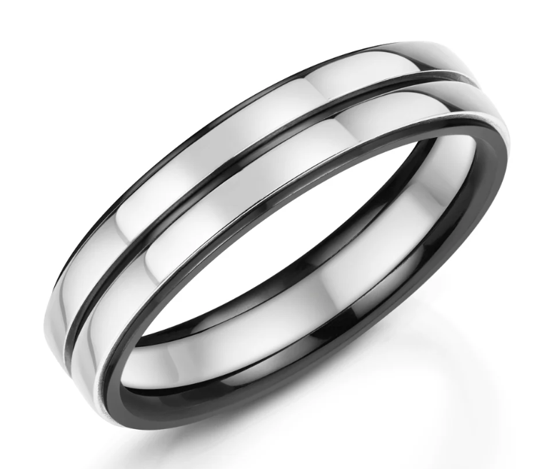Men’s Zirconium Wedding Band | 5.5mm Twin Design