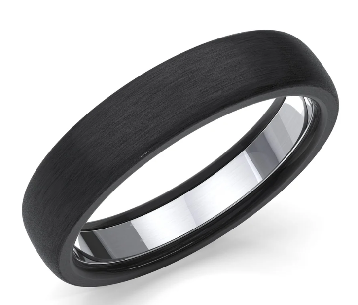 Men’s Zirconium Wedding Band | Matt Black Wedding Ring