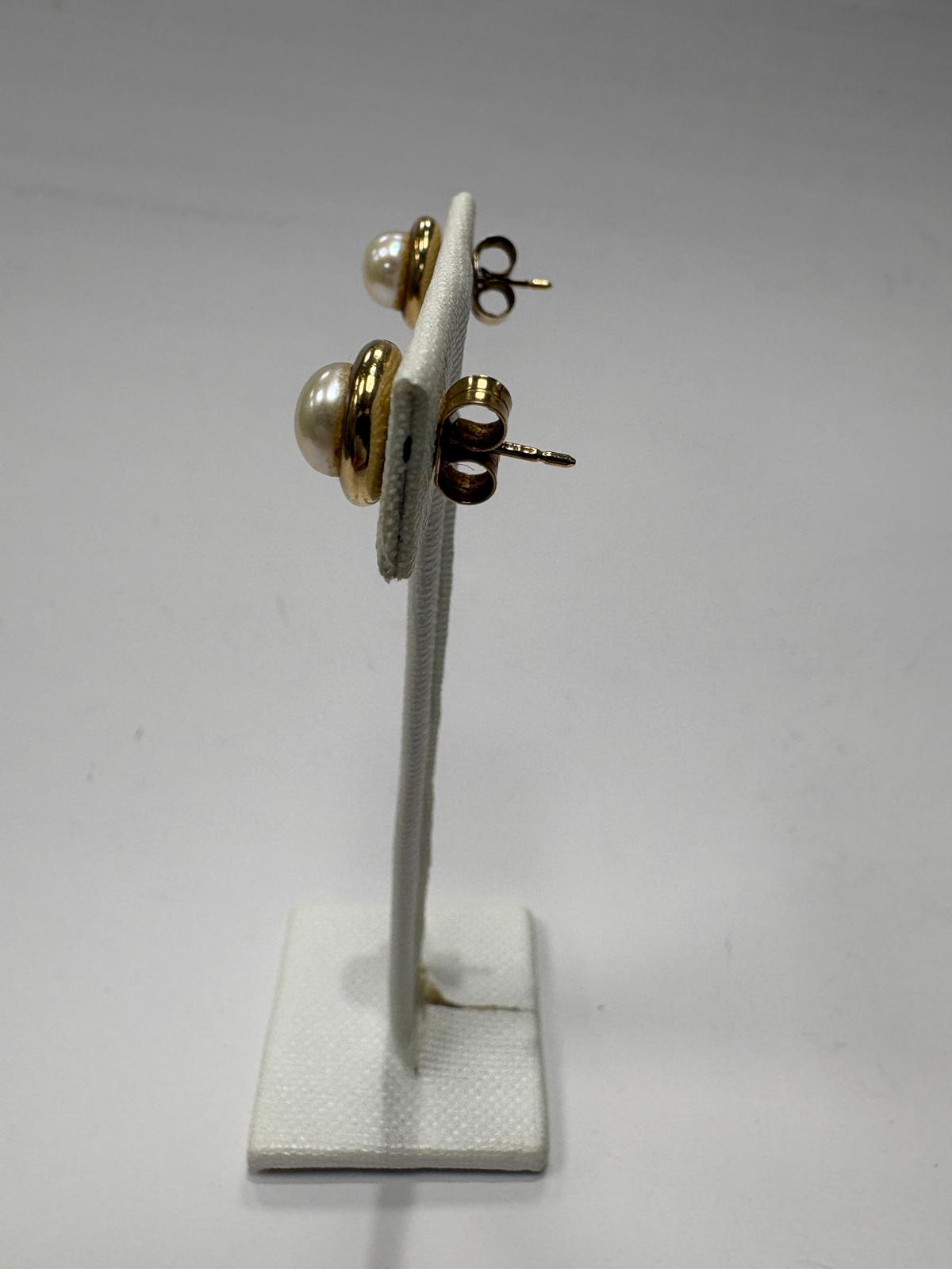 9k yellow gold pearl studd earrings second hand harrogate