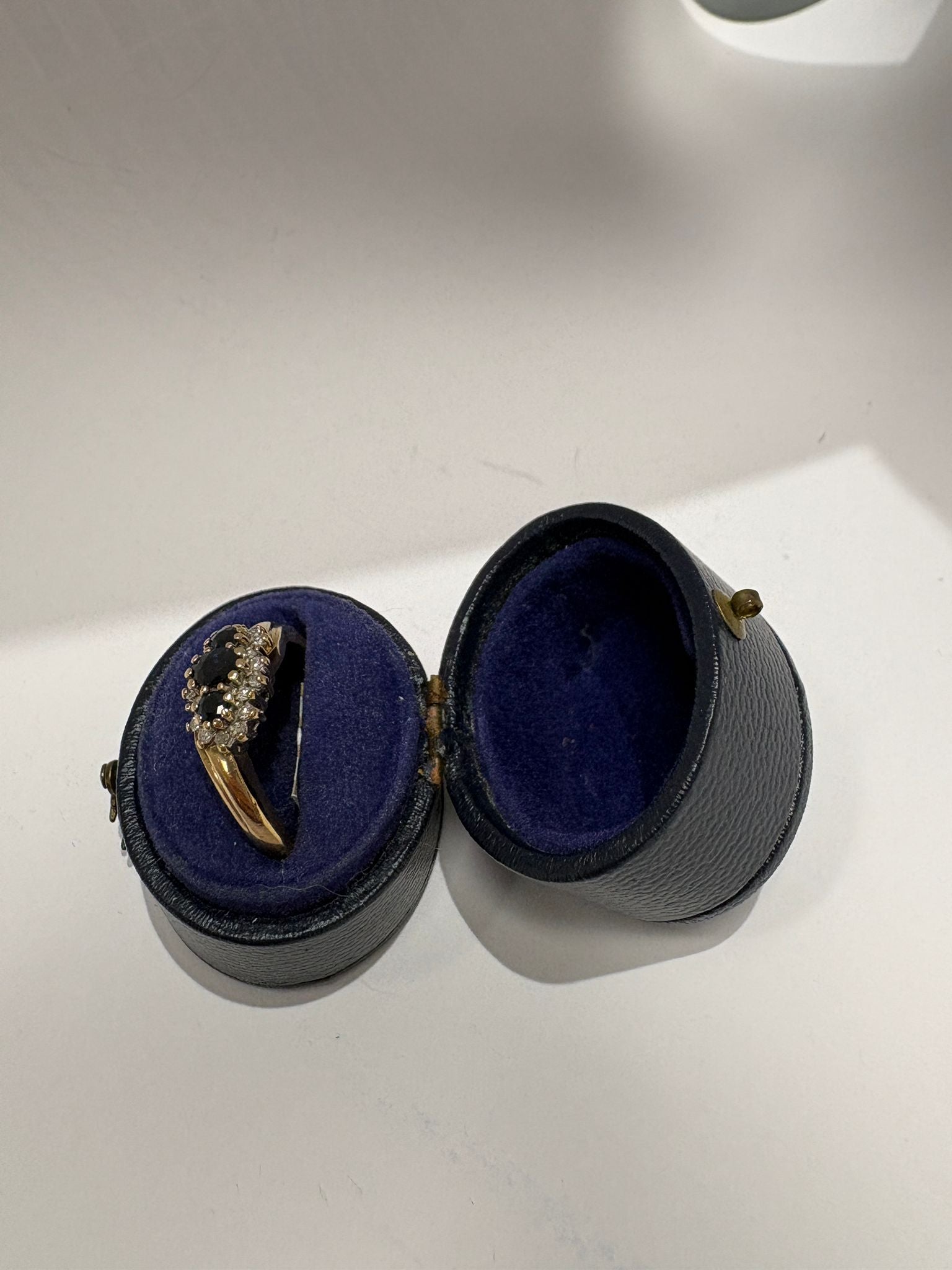 Second hand yellow gold diamond and sapphire ring in harrogate