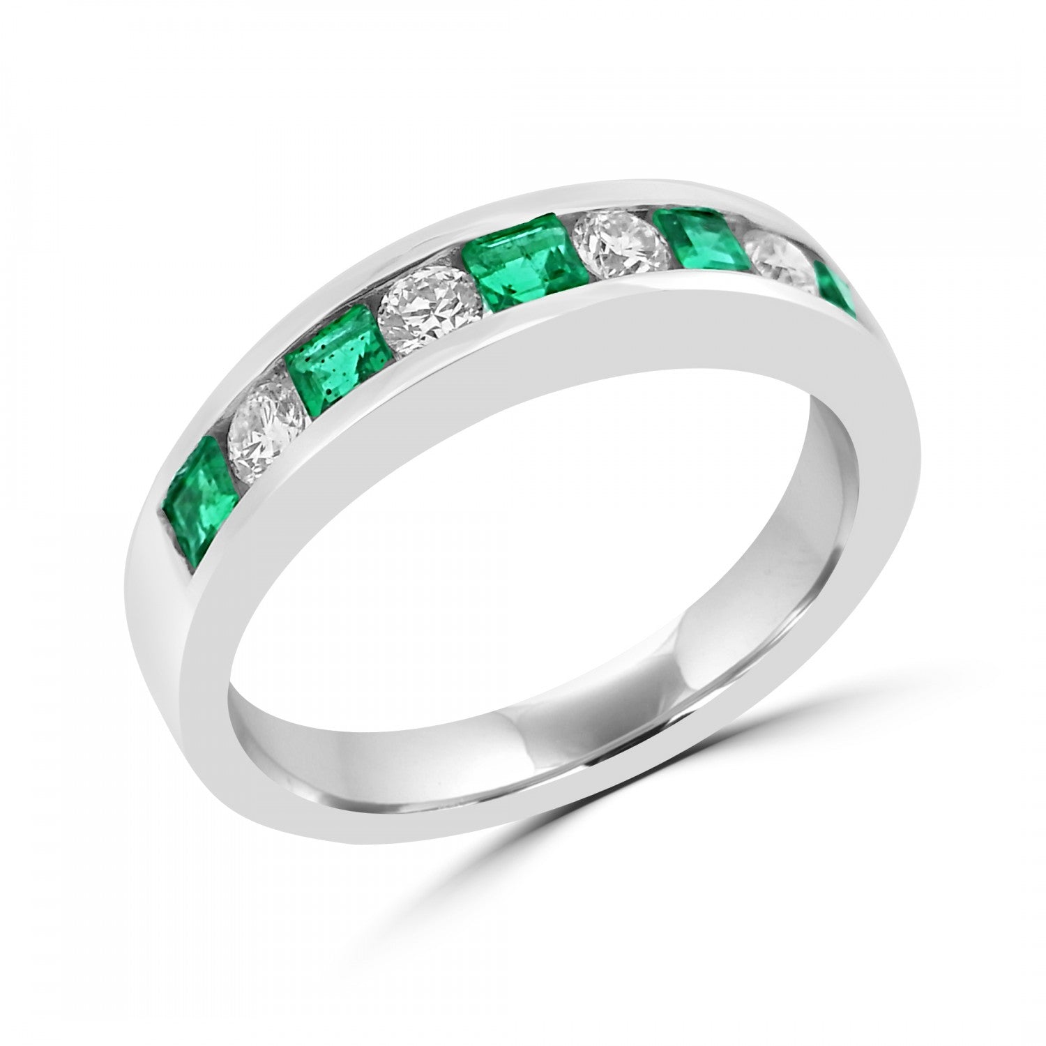 PRINCESS EMERALD & ROUND BRILLIANT DIAMOND ETERNITY/WEDDING