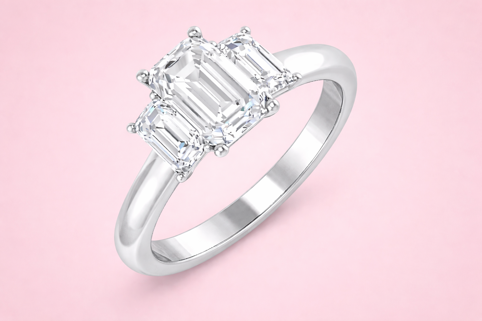 Emerald trilogy lab grown diamond set on platinum or white gold Harrogate