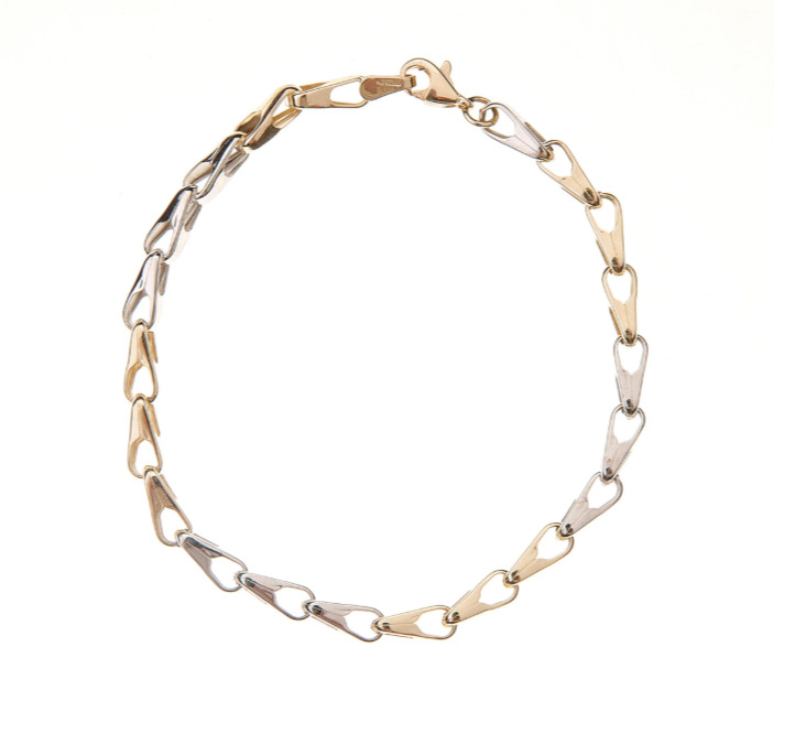 9ct yellow and white gold fancy link bracelet hand-finished by Fogal & Barnes Harrogate