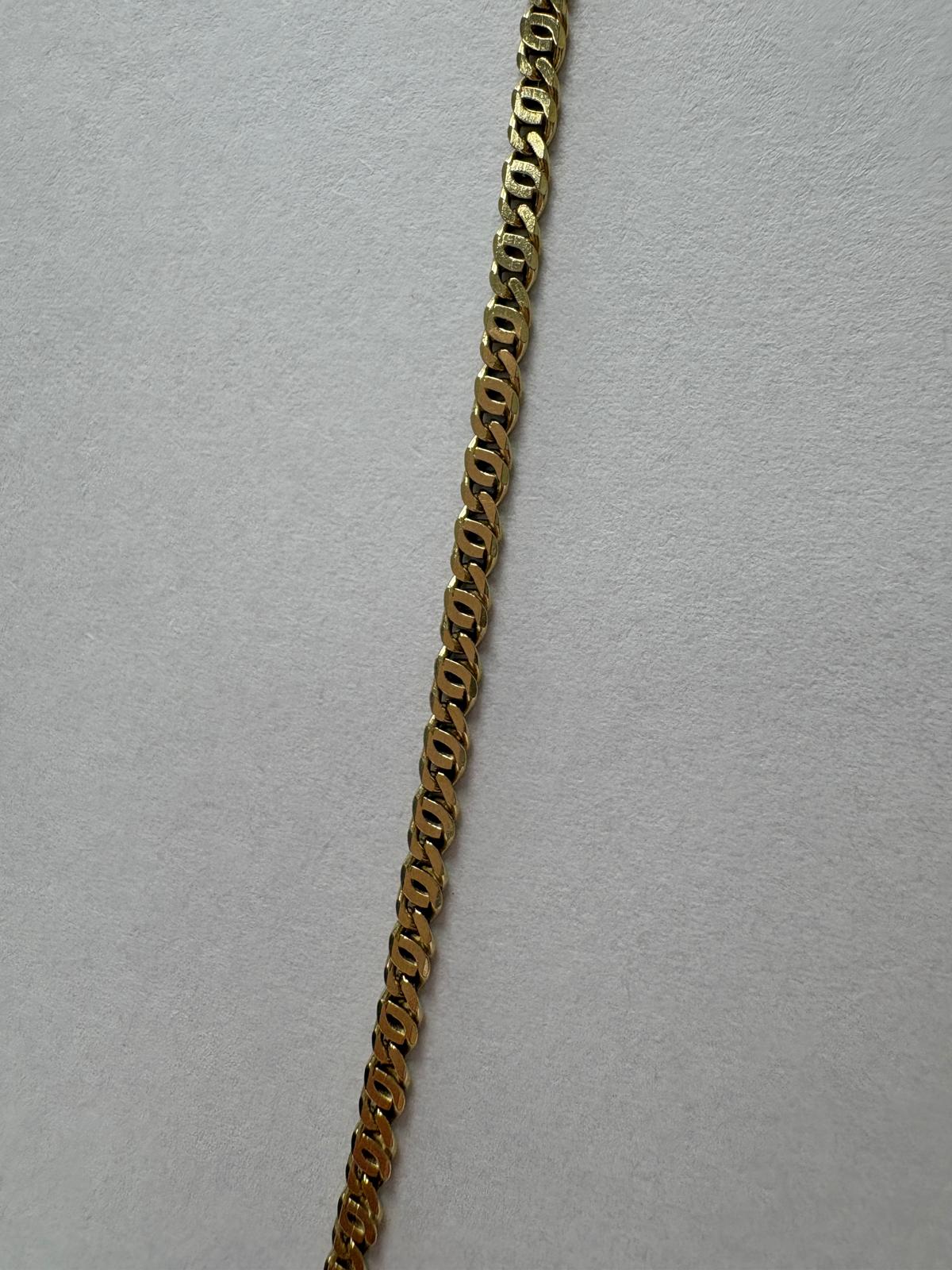 Preloved 14ct yellow gold curb chain necklace 24 inches 9.40g with lobster clasp and 585 hallmark shown on white background, available at Fogal & Barnes Harrogate
