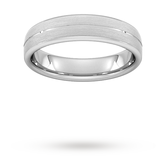 YELLOW GOLD SLIGHT COURT MATT GROOVE CENTRE 5MM WEDDING RING