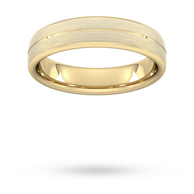 YELLOW GOLD SLIGHT COURT MATT GROOVE CENTRE 5MM WEDDING RING