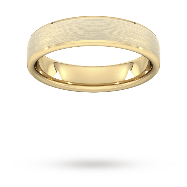 YELLOW GOLD SLIGHT COURT MATT BEVELLED EDGE 5MM WEDDING RING