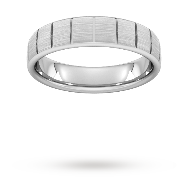 YELLOW GOLD SLIGHT COURT BRUSHED VERTICLE LINES 5MM WEDDING RING