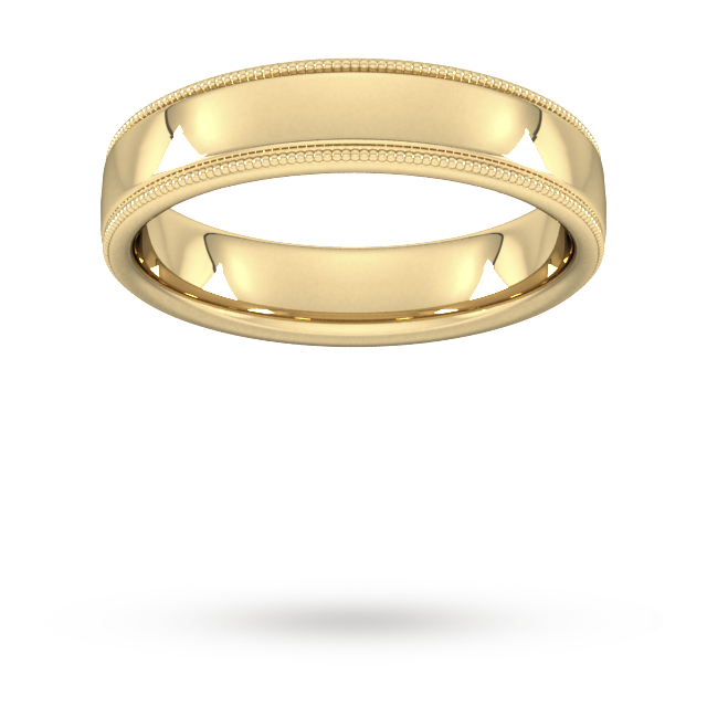 YELLOW GOLD SLIGHT COURT MILLGRAIN EDGE 5MM WEDDING RING