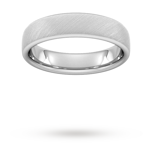 YELLOW GOLD SLIGHT COURT DIAGONAL BRUSHED 5MM WEDDING RING