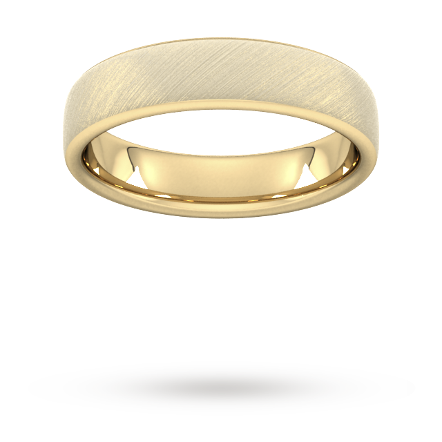 YELLOW GOLD SLIGHT COURT DIAGONAL BRUSHED 5MM WEDDING RING