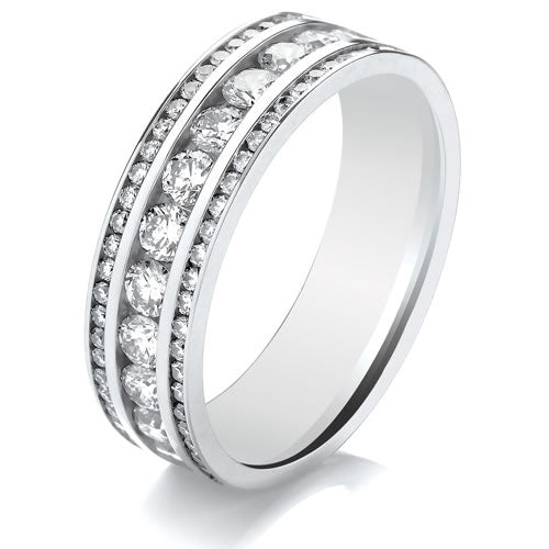 6.4MM MULTI ROW CHANNEL SET DIAMOND WEDDING / ETERNITY RING
