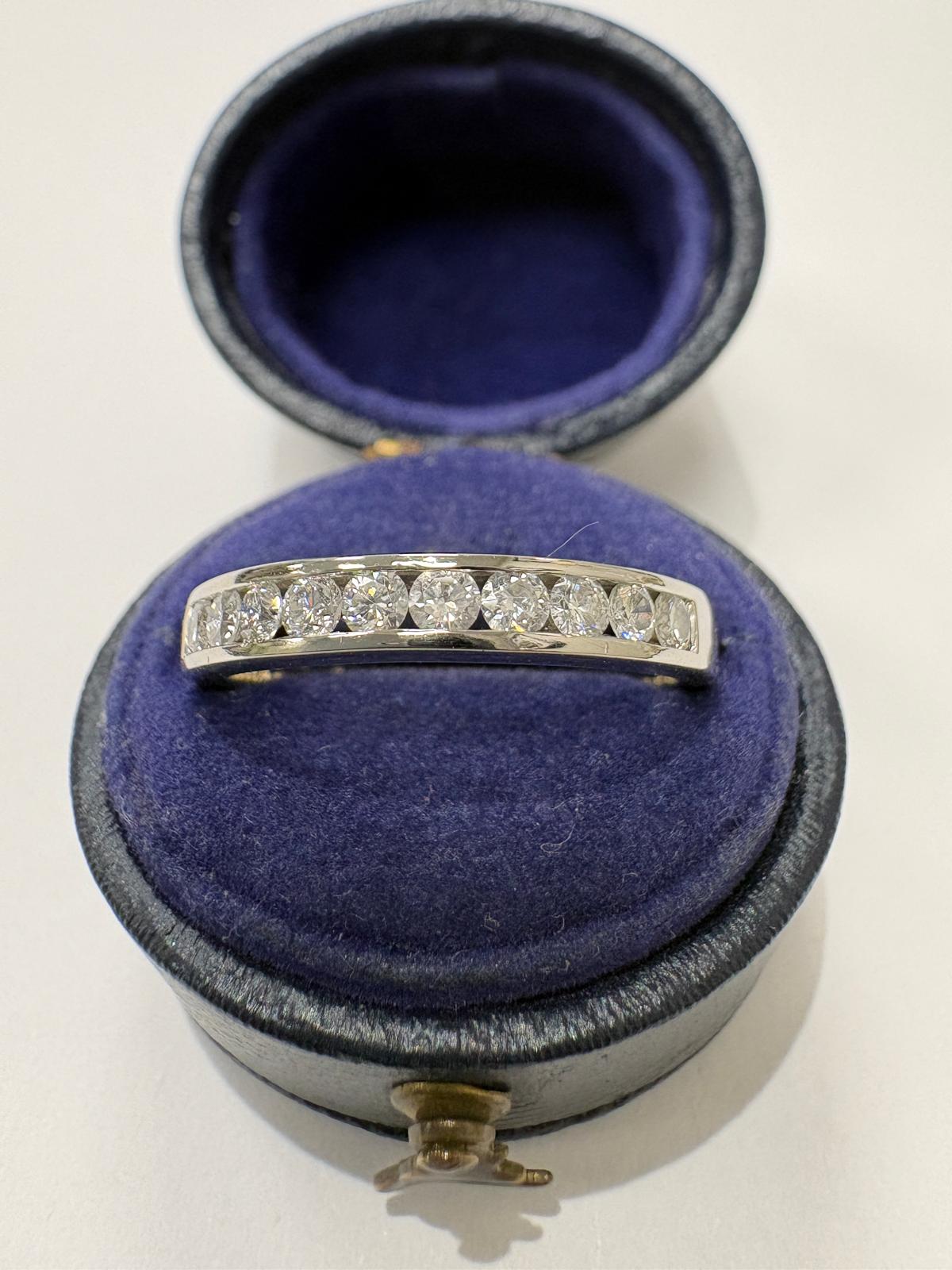 Pre-Loved Platinum Channel-Set Diamond 0.50ct Half Eternity Ring Birmingham Hallmarked 2003 Size R - Fogal & Barnes