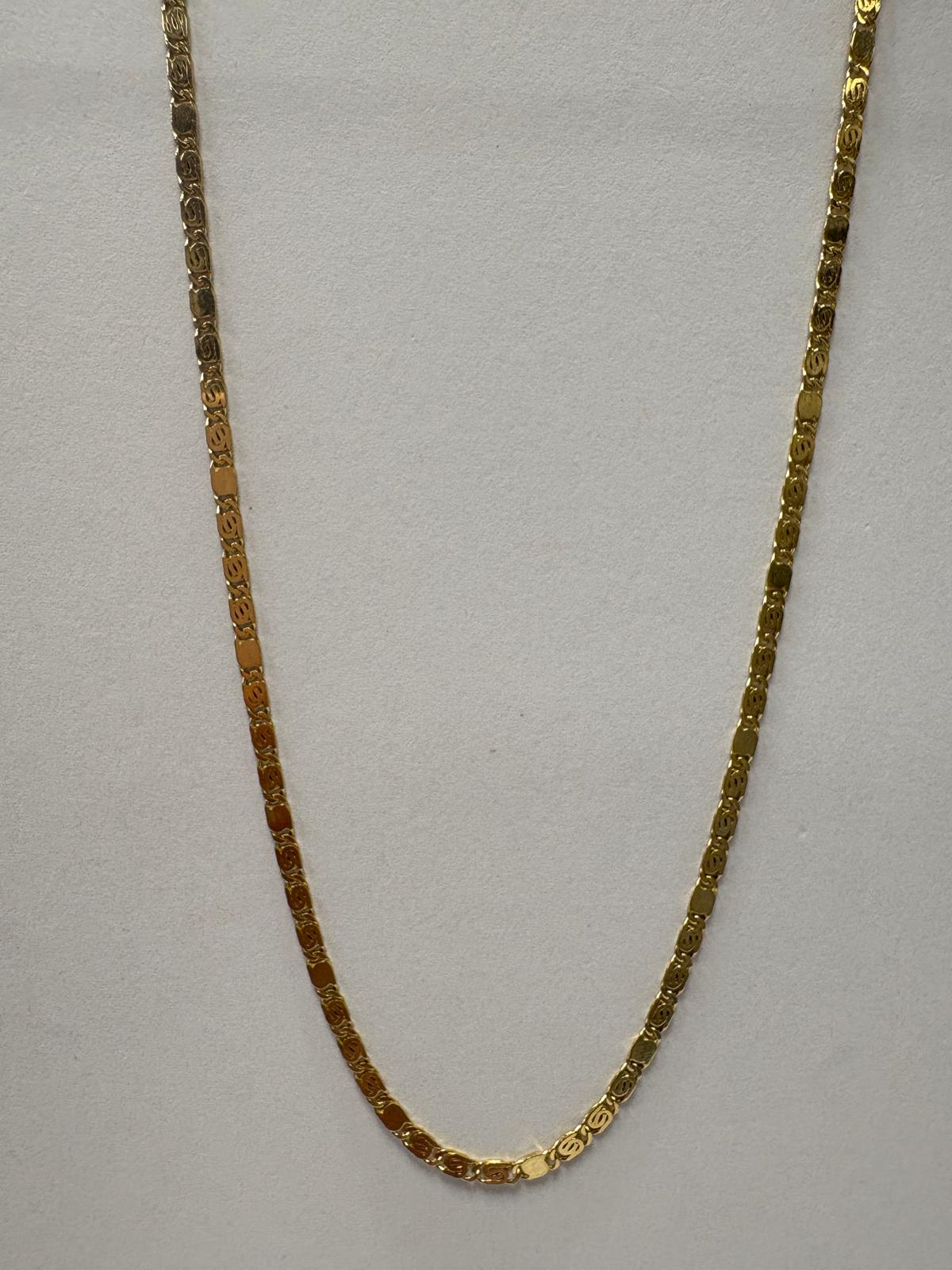 Vintage 14ct Gold Fancy Link Flat Chain Necklace, 17"