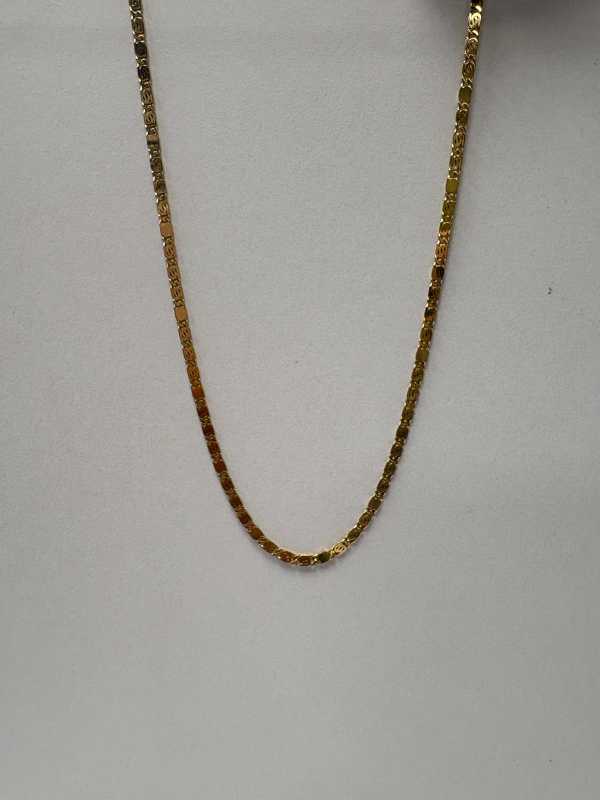 Vintage 14ct Gold Fancy Link Flat Chain Necklace, 17"