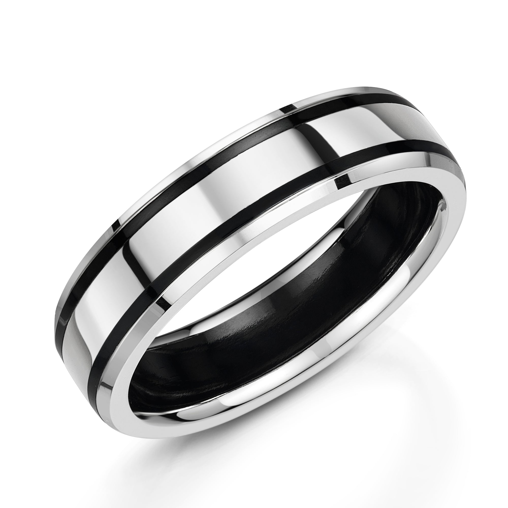 Men’s Zirconium Wedding Band | 6mm Beveled Edge