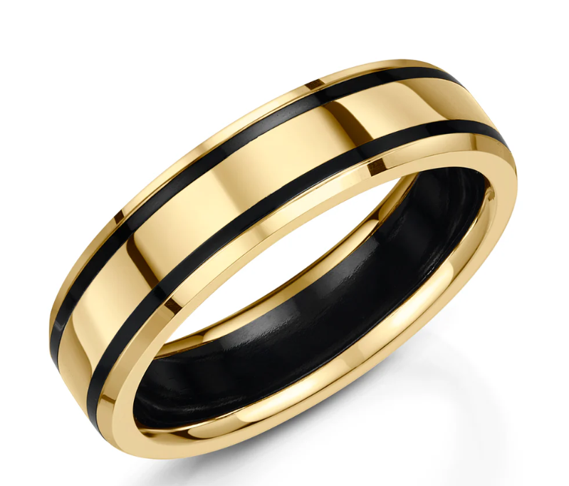 Men’s Zirconium Wedding Band | 6mm Beveled Edge