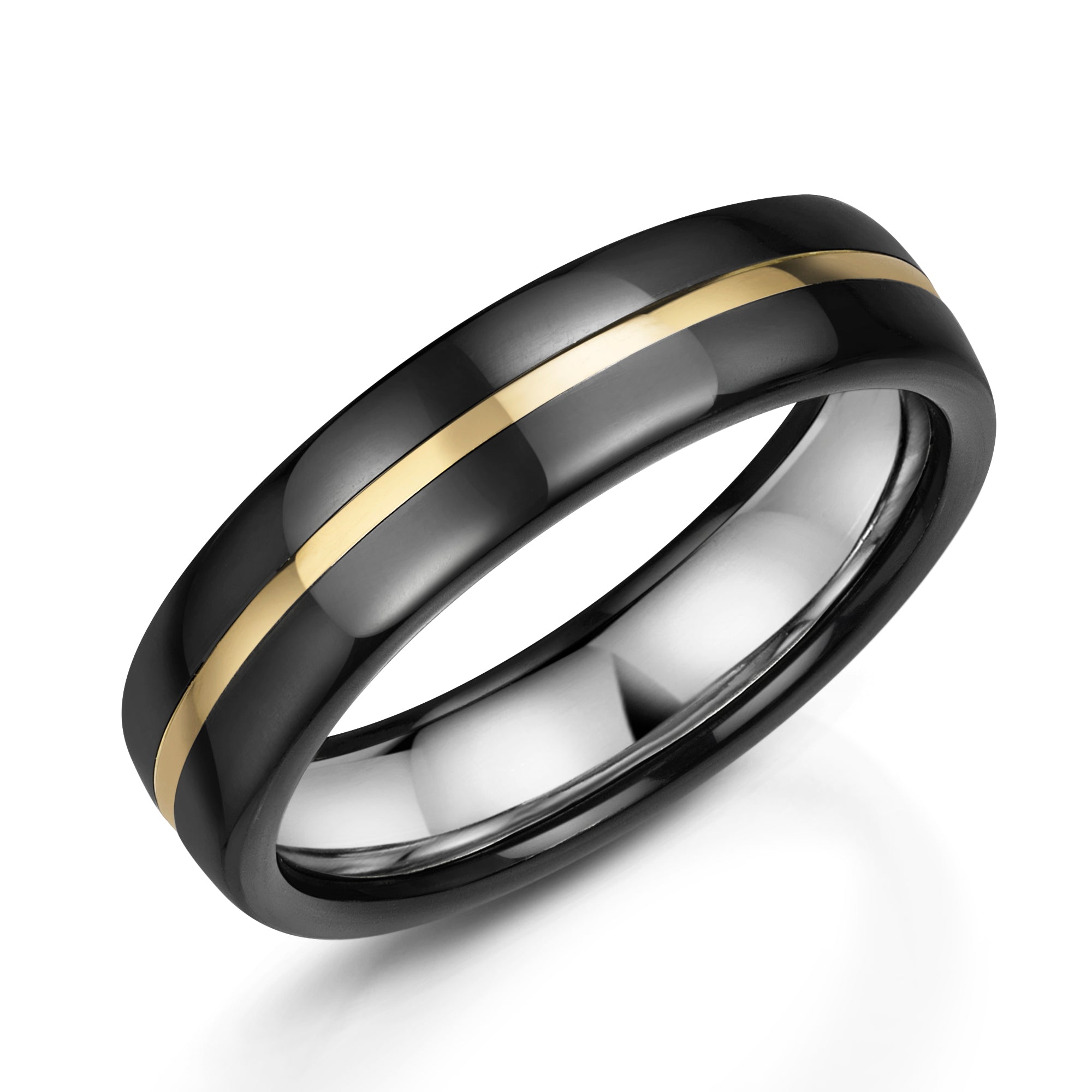 Men’s Zirconium Wedding Band | 6mm Silver Inner in lay