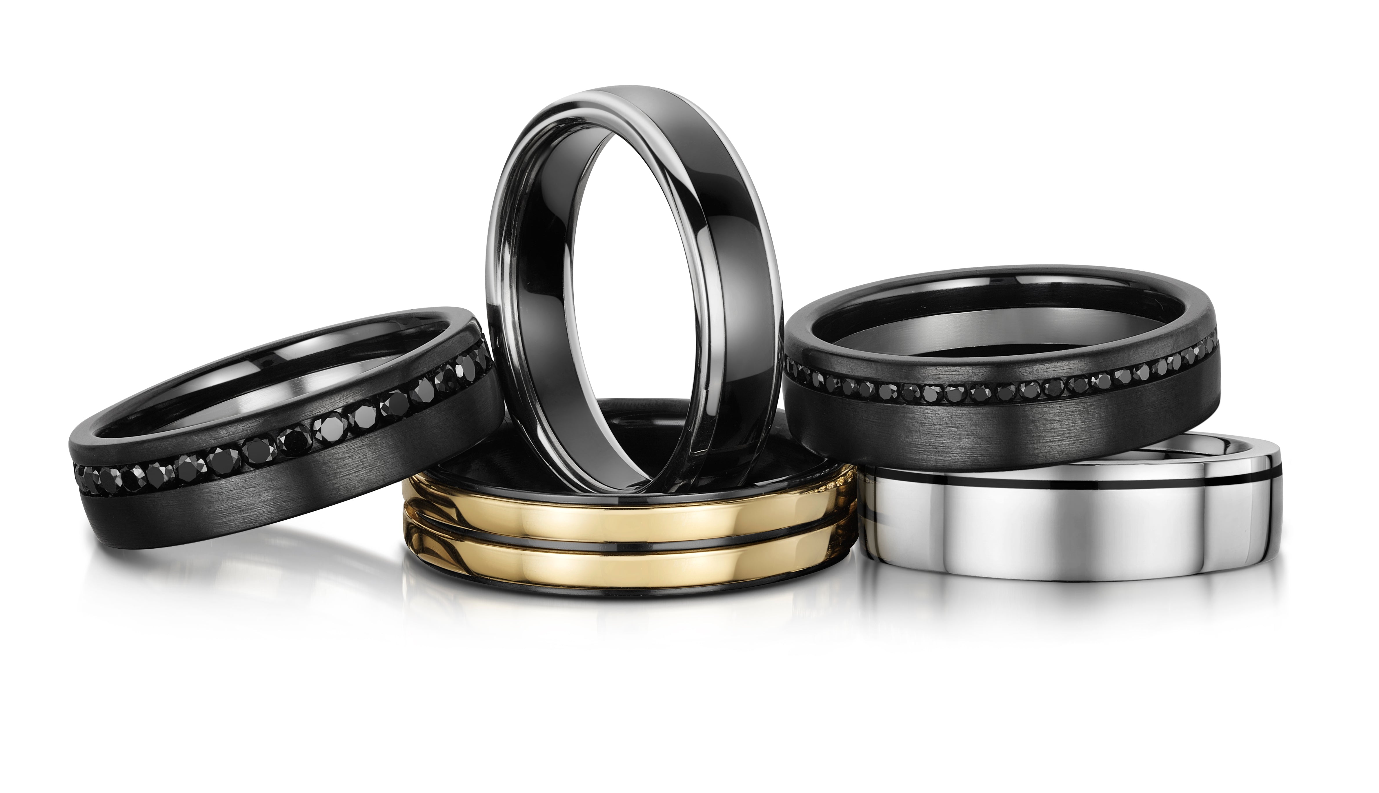 ZIRCONIUM AND YELLOW GOLD 6MM WEDDING RING