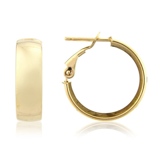 9K YELLOW GOLD POLISHED MEDIUM HOOP EARRINGS- HARROGATE