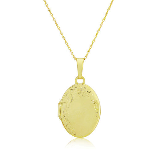 9K YELLOW GOLD HAND ENGRAVED LOCKET- HARROGATE