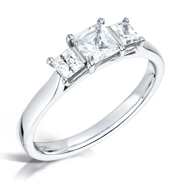 Princess Cut Diamond three stone Engagement Ring Harrogate Fogal and Barnes Fine Independent Jewellers Set on a platinum or 18ct white gold band