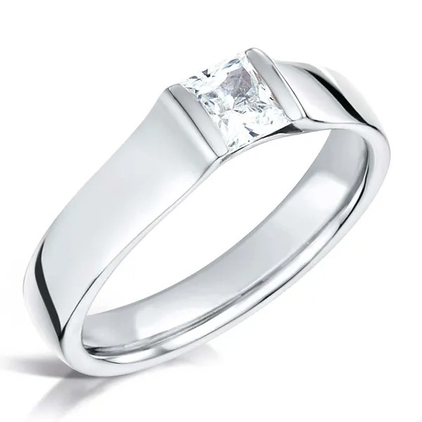Princess Cut Diamond 0.50ct white gold Modern Bezel Set Engagement Ring Harrogate. Fogal and Barnes Fine Independent Jewellers