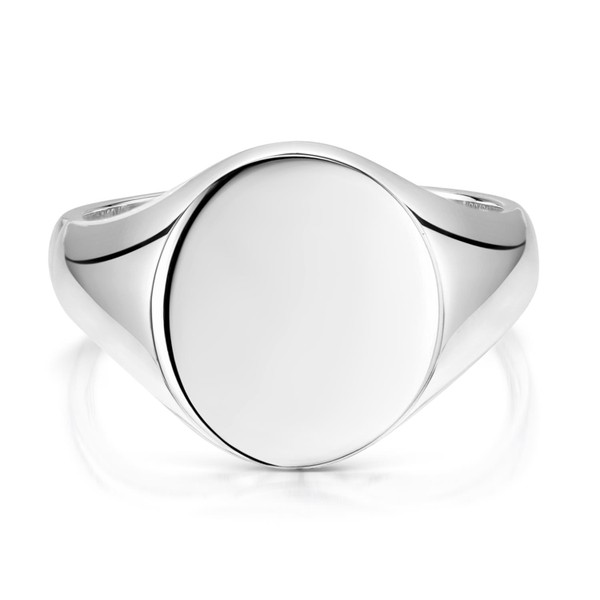 Handcrafted solid gold oval signet ring with tapered shoulders