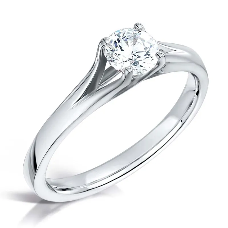 Round Brilliant Cut Diamond Solitaire Open Shank Band Engagement Ring Harrogate Fogal and Barnes