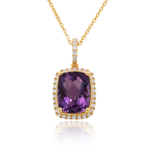 9K YELLOW GOLD DIAMOND AND AMETHYST NECKLACE- HARROGATE