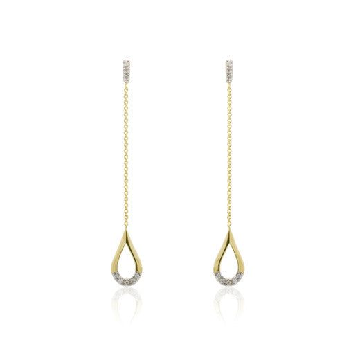 9K YELLOW GOLD DIAMOND TEAR DROP EARRINGS- HARROGATE