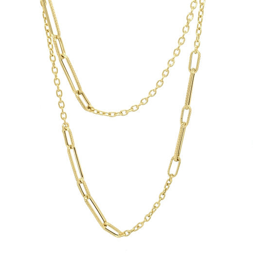9K YELLOW GOLD LINK AND CHAIN NECKLACE- HARROGATE