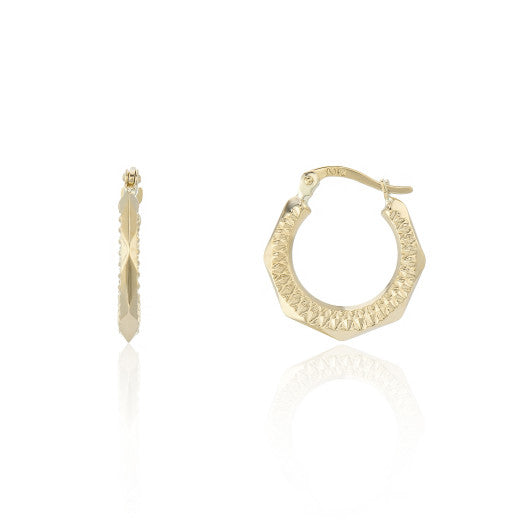 9K YELLOW GOLD ANTIQUE LOOK CREOLE EARRINGS- HARROGATE