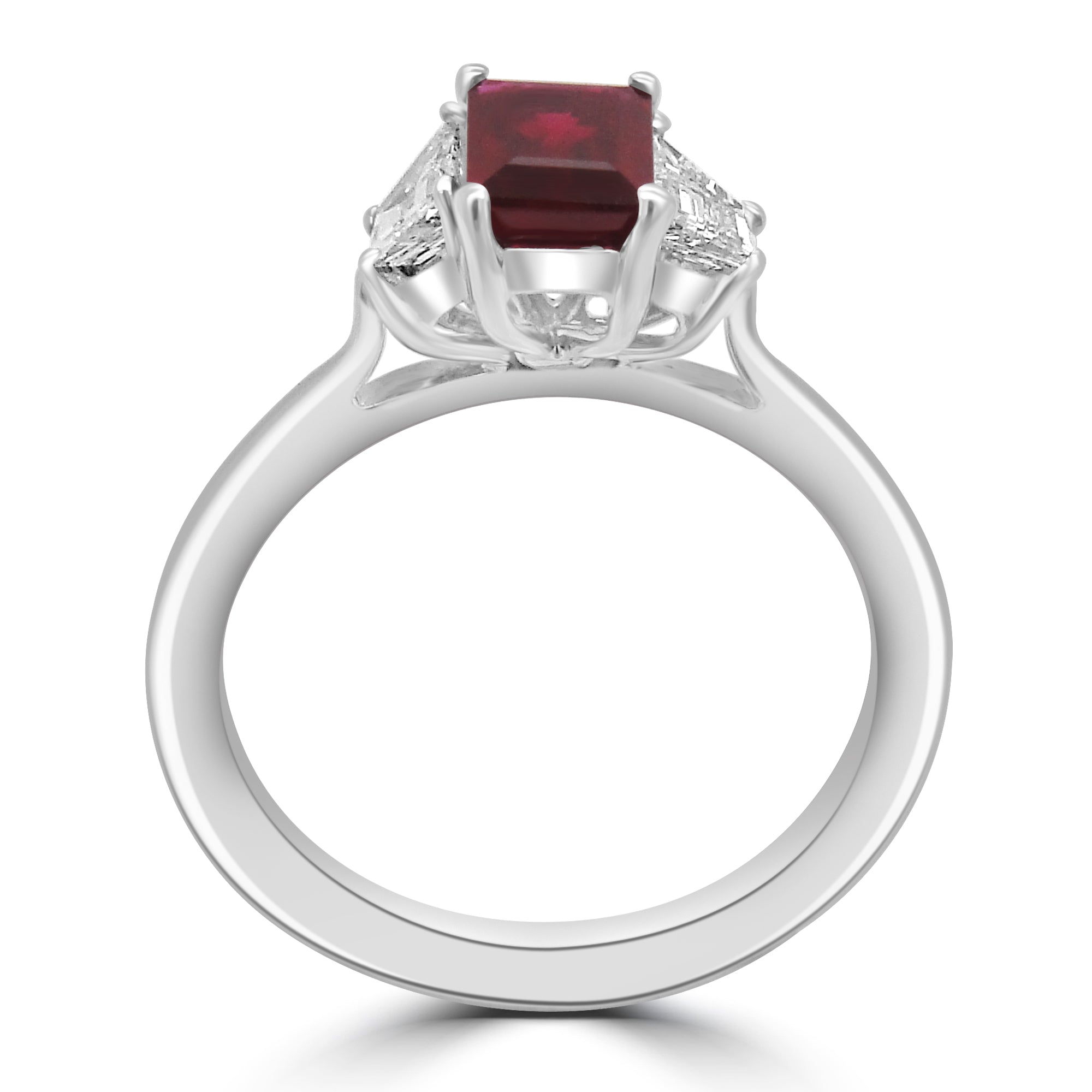 ruby emerald cut natural gemstone engagement ring trilogy fogal and barnes Harrogate