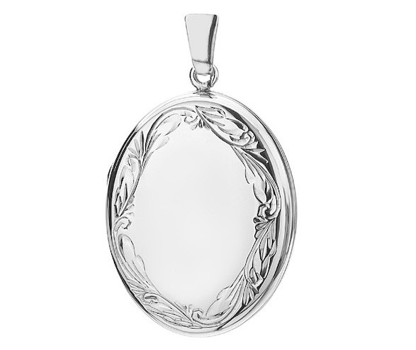 STERLING SILVER OVAL BORDER ENGRAVING LOCKET - HARROGATE