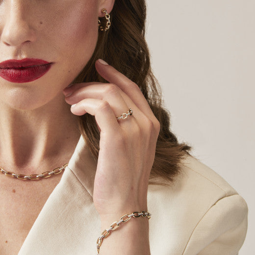 9K YELLOW GOLD AND 0.34CT DIAMOND LINK BRACELET- HARROGATE