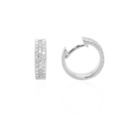 18K GOLD 3MM DIAMOND PAVE HOOP EARRINGS- HARROGATE